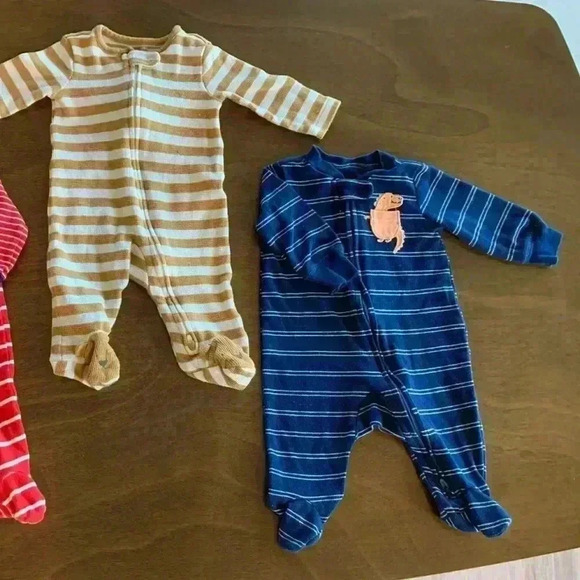 3 MONTHS ~ Carter's Baby Fleece Footed Sleeper Pajamas PJs LOT Of 3 - Picture 2 of 16
